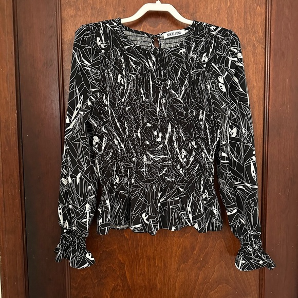 Nikki Lund Winona Abstract Print Cotton Blend Blouse Size L - Picture 2 of 5